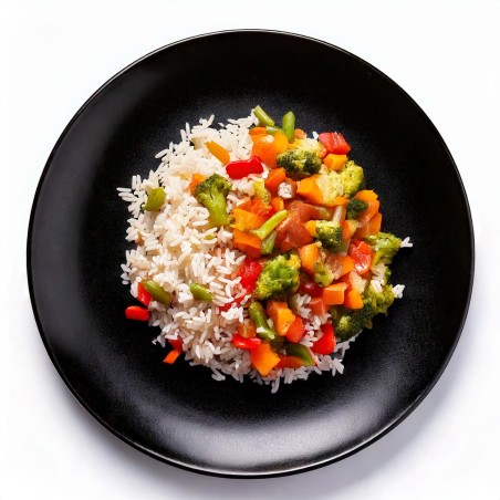 Arroz con verduras salteadas